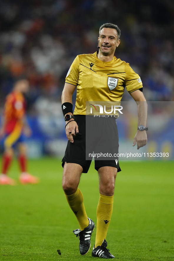 Referee Slavko Vincic during the UEFA EURO 2024 group stage match between Spain and Italy at Arena AufSchalke on June 20, 2024 in Gelsenkirc...