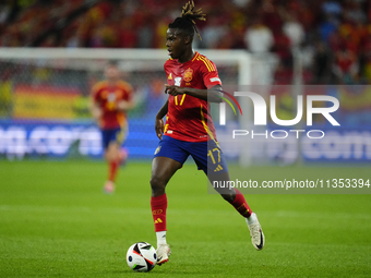 Nico Williams left winger of Spain and Athletic Club Bilbao during the UEFA EURO 2024 group stage match between Spain and Italy at Arena Auf...