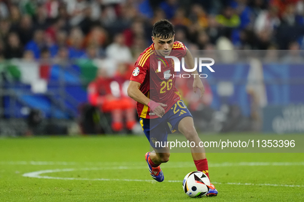 Pedri central midfield of Spain and FC Barcelona during the UEFA EURO 2024 group stage match between Spain and Italy at Arena AufSchalke on...