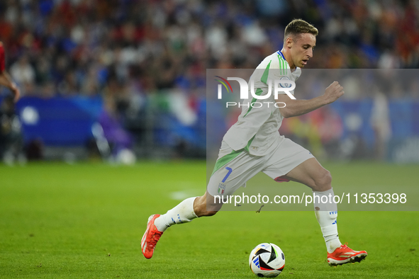 Davide Frattesi central midfield of Italy and Inter Milan during the UEFA EURO 2024 group stage match between Spain and Italy at Arena AufSc...