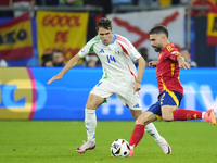 Daniel Carvajal right-back of Spain and Real Madrid and Federico Chiesa left winger of Italy and Juventus FC compete for the ball during the...