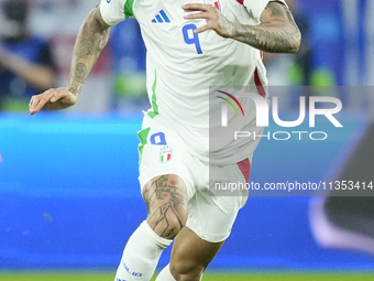 Gianluca Scamacca centre-forward of Italy and Atalanta BC during the UEFA EURO 2024 group stage match between Spain and Italy at Arena AufSc...