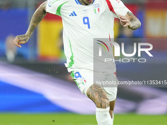 Gianluca Scamacca centre-forward of Italy and Atalanta BC during the UEFA EURO 2024 group stage match between Spain and Italy at Arena AufSc...