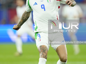 Gianluca Scamacca centre-forward of Italy and Atalanta BC during the UEFA EURO 2024 group stage match between Spain and Italy at Arena AufSc...