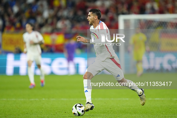 Lorenzo Pellegrini attacking midfield of Italy and AS Roma during the UEFA EURO 2024 group stage match between Spain and Italy at Arena AufS...