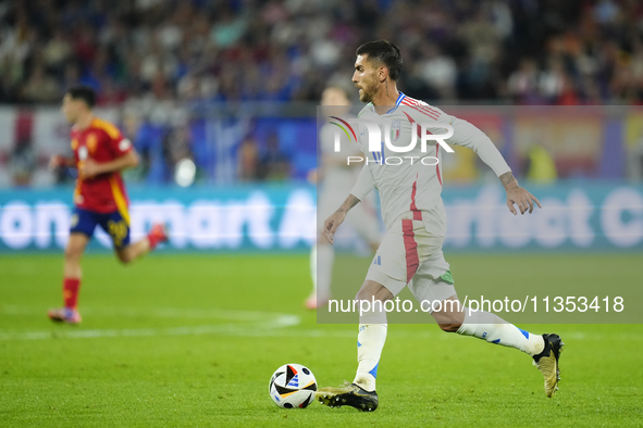 Lorenzo Pellegrini attacking midfield of Italy and AS Roma during the UEFA EURO 2024 group stage match between Spain and Italy at Arena AufS...