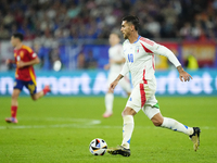 Lorenzo Pellegrini attacking midfield of Italy and AS Roma during the UEFA EURO 2024 group stage match between Spain and Italy at Arena AufS...