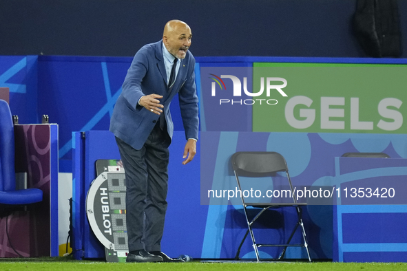 Luciano Spalletti head coach of Italy gives instructions during the UEFA EURO 2024 group stage match between Spain and Italy at Arena AufSch...