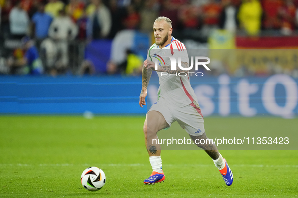 Federico Dimarco left-back of Italy and Inter Milan during the UEFA EURO 2024 group stage match between Spain and Italy at Arena AufSchalke...