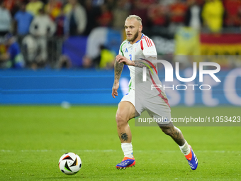 Federico Dimarco left-back of Italy and Inter Milan during the UEFA EURO 2024 group stage match between Spain and Italy at Arena AufSchalke...