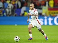 Federico Dimarco left-back of Italy and Inter Milan during the UEFA EURO 2024 group stage match between Spain and Italy at Arena AufSchalke...