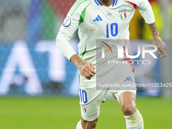 Lorenzo Pellegrini attacking midfield of Italy and AS Roma during the UEFA EURO 2024 group stage match between Spain and Italy at Arena AufS...