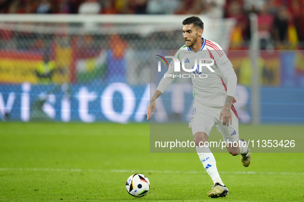 Lorenzo Pellegrini attacking midfield of Italy and AS Roma during the UEFA EURO 2024 group stage match between Spain and Italy at Arena AufS...