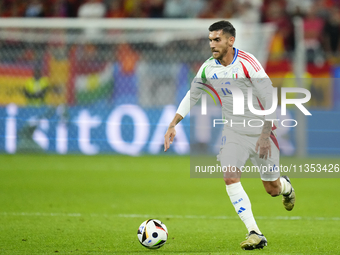 Lorenzo Pellegrini attacking midfield of Italy and AS Roma during the UEFA EURO 2024 group stage match between Spain and Italy at Arena AufS...