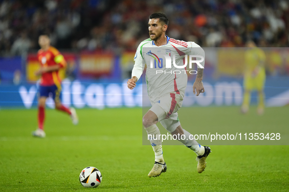 Lorenzo Pellegrini attacking midfield of Italy and AS Roma during the UEFA EURO 2024 group stage match between Spain and Italy at Arena AufS...