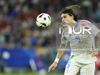 Riccardo Calafiori centre-back of Italy and Bologna FC 1909 during the UEFA EURO 2024 group stage match between Spain and Italy at Arena Auf...