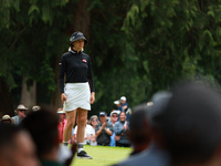 Madelene Sagstrom of Sweden reacts to her putt on the 8th green during Day Three of the KPMG Women's PGA Championship at Sahalee Country Clu...