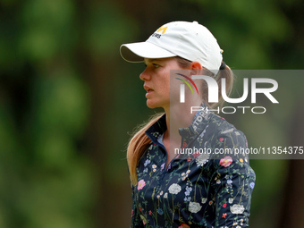 Sarah Schmelzel of Arizona waits on the 14th green during the third round of the KPMG Women's PGA Championship at Sahalee Country Club on Sa...