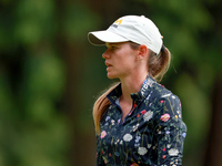 Sarah Schmelzel of Arizona waits on the 14th green during the third round of the KPMG Women's PGA Championship at Sahalee Country Club on Sa...