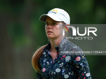 Sarah Schmelzel of Arizona waits on the 14th green during the third round of the KPMG Women's PGA Championship at Sahalee Country Club on Sa...