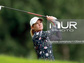 Sarah Schmelzel of Arizona hits to the 14th green during the third round of the KPMG Women's PGA Championship at Sahalee Country Club on Sat...