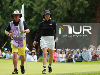 Madelene Sagstrom of Sweden heads to the 9th hole during Day Three of the KPMG Women's PGA Championship at Sahalee Country Club in Sammamish...