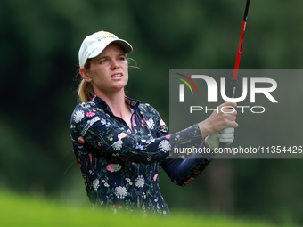 Sarah Schmelzel of Arizona hits to the 14th green during the third round of the KPMG Women's PGA Championship at Sahalee Country Club on Sat...