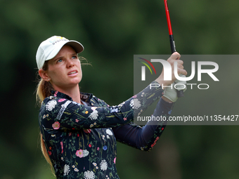 Sarah Schmelzel of Arizona hits to the 14th green during the third round of the KPMG Women's PGA Championship at Sahalee Country Club on Sat...