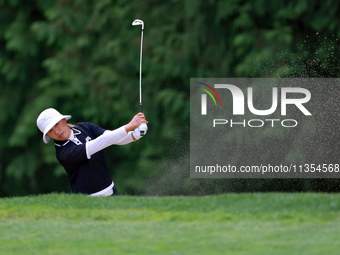 Amy Yang of Republic of Korea hits to the 14th green during the third round of the KPMG Women's PGA Championship at Sahalee Country Club on...