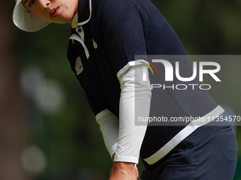 Amy Yang of Republic of Korea putts on the 14th green during the third round of the KPMG Women's PGA Championship at Sahalee Country Club on...