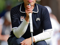 Amy Yang of Republic of Korea lines up her putt on the 14th green during the third round of the KPMG Women's PGA Championship at Sahalee Cou...