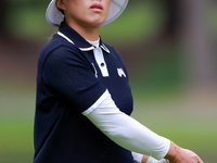 Amy Yang of Republic of Korea follows her fairway shot to the 18th green during the third round of the KPMG Women's PGA Championship at Saha...