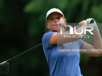 Lauren Hartlage of Kentucky hits from the 15th tee during the third round of the KPMG Women's PGA Championship at Sahalee Country Club on Sa...