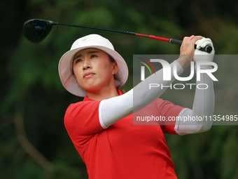 Amy Yang of Republic of Korea hits from the 4th tee during the third round of the KPMG Women's PGA Championship at Sahalee Country Club on S...