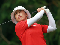 Amy Yang of Republic of Korea hits from the 4th tee during the final round of the KPMG Women's PGA Championship at Sahalee Country Club on S...