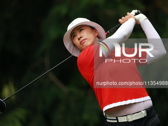 Amy Yang of Republic of Korea hits from the 4th tee during the final round of the KPMG Women's PGA Championship at Sahalee Country Club on S...