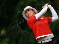 Amy Yang of Republic of Korea hits from the 4th tee during the final round of the KPMG Women's PGA Championship at Sahalee Country Club on S...