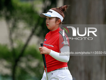 Miyu Yamashita of Japan walks on the 3rd green  during the final round of the KPMG Women's PGA Championship at Sahalee Country Club on Sunda...