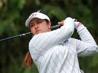 Lilia Vu of California hits from the 4th tee during the final round of the KPMG Women's PGA Championship at Sahalee Country Club on Sunday,...