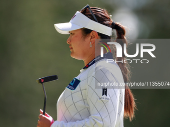 Lilia Vu of California waits on the 3rd green during the final round of the KPMG Women's PGA Championship at Sahalee Country Club on Sunday,...