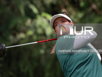 Caroline Inglis of Oregon hits from the 4th tee during the final round of the KPMG Women's PGA Championship at Sahalee Country Club on Sunda...