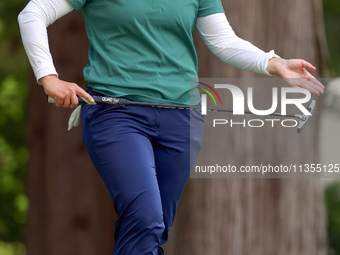 Caroline Inglis of Oregon lines up her putt on the 3rd green  during the final round of the KPMG Women's PGA Championship at Sahalee Country...