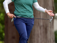 Caroline Inglis of Oregon lines up her putt on the 3rd green  during the final round of the KPMG Women's PGA Championship at Sahalee Country...