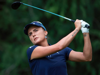 Lexi Thompson of Florida hits from the 4th tee during the final round of the KPMG Women's PGA Championship at Sahalee Country Club on Sunday...