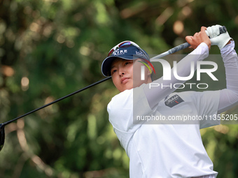 Jin Young Ko of Republic of Korea hits from the 4th tee during the final round of the KPMG Women's PGA Championship at Sahalee Country Club...