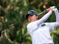 Jin Young Ko of Republic of Korea hits from the 4th tee during the final round of the KPMG Women's PGA Championship at Sahalee Country Club...