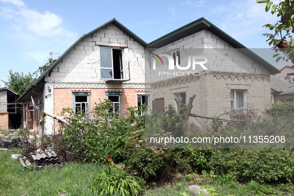 A house is being damaged by a Russian missile attack in Vasylkiv, Ukraine, on June 23, 2024. On Sunday morning, June 23, anti-aircraft missi...