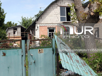 A house is being damaged by a Russian missile attack in Vasylkiv, Ukraine, on June 23, 2024. On Sunday morning, June 23, anti-aircraft missi...