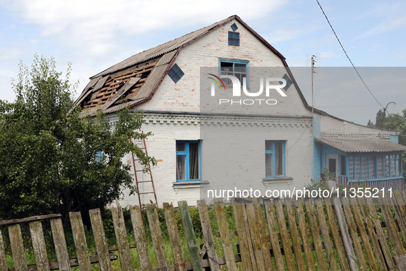 A house is being damaged by a Russian missile attack in Vasylkiv, Ukraine, on June 23, 2024. On Sunday morning, June 23, anti-aircraft missi...