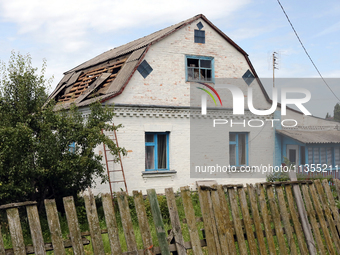 A house is being damaged by a Russian missile attack in Vasylkiv, Ukraine, on June 23, 2024. On Sunday morning, June 23, anti-aircraft missi...